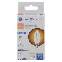 GE Bulbs, LED BC, Soft White, Classic Shape, 4 Watts, 2 Pack