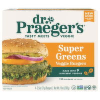 Dr. Praeger's Veggie Burgers, Super Greens - 4 Each 