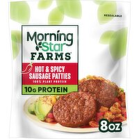 MorningStar Farms Plant Based Sausage Patties, Hot and Spicy - 8 Ounce