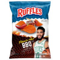 Ruffles Potato Chips, Flamin Hot BBQ Flavored - 8 Ounce 