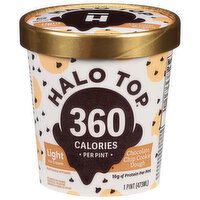 Halo Top Ice Cream, Light, Chocolate Chip Cookie Dough - 1 Pint 