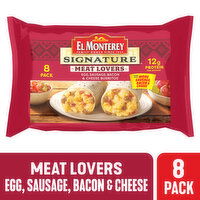 El Monterey Burritos, Egg, Sausage, Bacon & Cheese, Meat Lovers