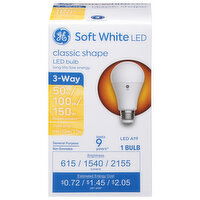 GE Light Bulb, LED A19, 3-Way, Classic Shape, Soft White, 6/12/17 Watts - 1 Each 