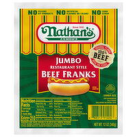 Nathan's Famous Beef Franks, Restaurant Style, Jumbo - 12 Ounce 