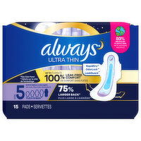 Always Pads, Ultra Thin, Flexi-Wings, Extra Heavy Overnight, Size 5 - 15 Each 