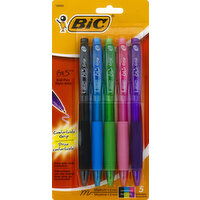 BiC Ball Pen, Retractable, Medium (1.0 mm), Assorted Ink - 5 Each 