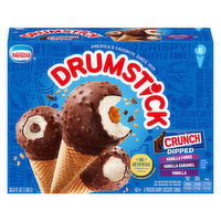 Drumstick Crunch Dipped Vanilla, Vanilla Caramel and Vanilla Fudge Cones - 8 Each 