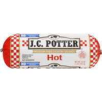 JC Potter Sausage, Premium Pork Country, Hot - 16 Ounce 