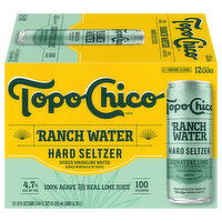 Topo Chico Hard Seltzer, Ranch Water, Signature Lime - 12 Each 