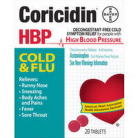 Coricidin Cold & Flu, HBP, Tablets - 20 Each 