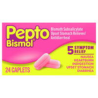 Pepto Bismol Upset Stomach Reliever/Antidiarrheal, Caplets - 24 Each 