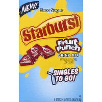 Starburst Drink Mix, Zero Sugar, Fruit Punch, Singles To Go! - 6 Each 