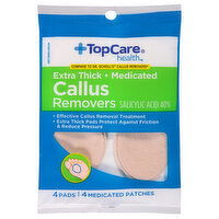 TopCare Callus Removers, Medicated, Extra Thick - 4 Each 