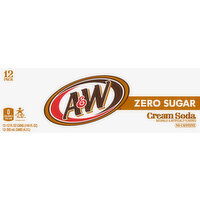 A&W Cream Soda, Zero Sugar, 12 Pack