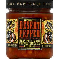 Desert Pepper Salsa, Roasted Tomato Chipotle Corn, Medium Hot - 16 Ounce 