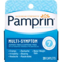 Pamprin Menstrual Pain Relief, Maximum Strength, Multi-Symptom, Caplets - 20 Each 