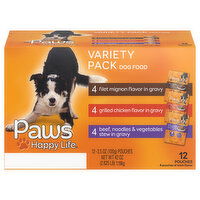 Paws Happy Life Dog Food, Assorted, Variety Pack - 12 Each