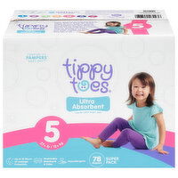 Tippy Toes Diapers, Ultra Absorbent, Size 5 (27+ lb), Super Pack - 78 Each 