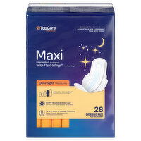 TopCare Pads, with Flexi-Wings, Maxi, Overnight, Unscented - 28 Each 