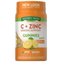 Nature's Truth C+ Zinc Immune Support, Gummies, Natural Lemon Flavor - 60 Each 