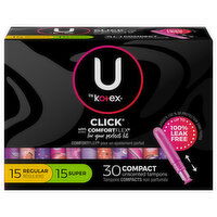 U by Kotex Tampons, Unscented, Regular/Super, Compact