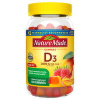 Nature Made Vitamin D3, 50 mcg, Gummies, Strawberry, Peach & Mango, Value Size