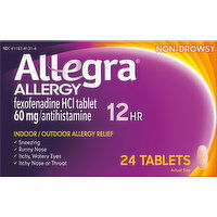 Allegra Allergy Relief, Indoor/Outdoor, Non-Drowsy, 12 Hr, Tablets