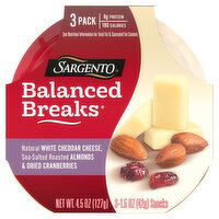 Sargento Balanced Breaks, White Cheddar/Almonds/Cranberries, 3 Pack - 3 Each 