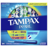 Tampax Tampons, Unscented, Regular/Super/Super Plus Absorbency, Triplepack - 34 Each 