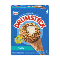 Drumstick Frozen Dairy Dessert Cones, Vanilla, 4 Pack - 4 Each 