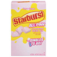 Starburst Drink Mix, Zero Sugar, All Pink Strawberry, Singles To Go! - 6 Each 