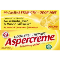 Aspercreme Pain Relieving Creme, Maximum Strength, Odor Free - 3 Ounce 