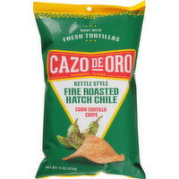 Cazo de Oro Corn Tortilla Chips, Fire Roasted Hatch Chile, Kettle Style - 11 Ounce 