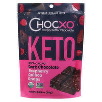 ChocXo Dark Chocolate, Keto, Organic, Raspberry Quinoa Snaps - 3.45 Ounce