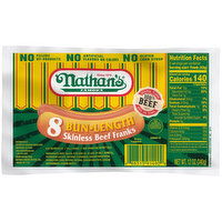 Nathan's Skinless All Beef Franks, Bun Length - 8 Each