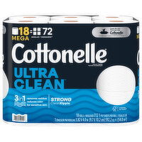 Cottonelle Toilet Paper, Mega, 1-Ply - 18 Each 