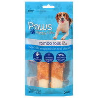 Paws Happy Life Combo Rolls, Beefhide Wrapped with Real Chicken, 2 Pack