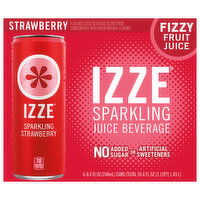 Izze Juice Beverage, Strawberry , Sparkling - 6 Each 