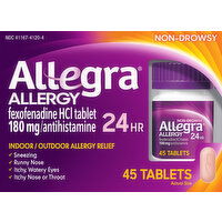 Allegra Allergy Relief, Indoor/Outdoor, Non-Drowsy, 24 Hr, Tablets - 45 Each 