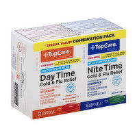 Topcare Cold & Flu Relief, Multi-Symptom Relief, Day Time, Nite Time, Softgels, Combination Pack - 48 Each 