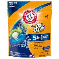 Arm & Hammer Laundry Detergent, Concentrated, Stain Fighters, Fresh Scent, 5 in 1, Power Paks - 42 Each 