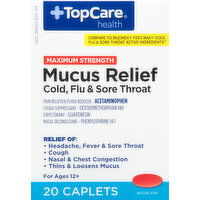 TopCare Mucus Relief, Maximum Strength, Caplets - 20 Each 