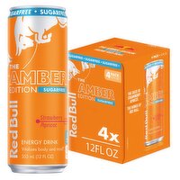 Red Bull Amber Edition Sugar Free Energy Drink, Strawberry Apricot, 114mg Caffeine,