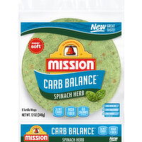 Mission Tortilla Wraps, Carb Balance, Spinach Herb - 8 Each 