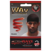 Firstline Cap, Wave, Spin, Black, 2 Pack - 2 Each 