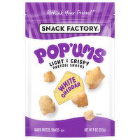 Snack Factory Baked Pretzel Snacks, White Cheddar, Pop'ums - 9 Ounce 