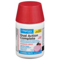 TopCare Acid Reducer + Antacid, Dual Action Complete, Chewable Tablets, Berry Flavor - 25 Each 