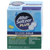 Alka-Seltzer Plus Severe Cold, Night, Lemon Flavor, Effervescent Tablets - 24 Each 