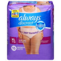 Always Discreet Underwear, Maximum, XL, Sizes 20-26 - 15 Each 