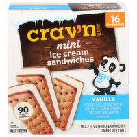 Crav'n Flavor Ice Cream Sandwiches, Vanilla, Mini - 16 Each 